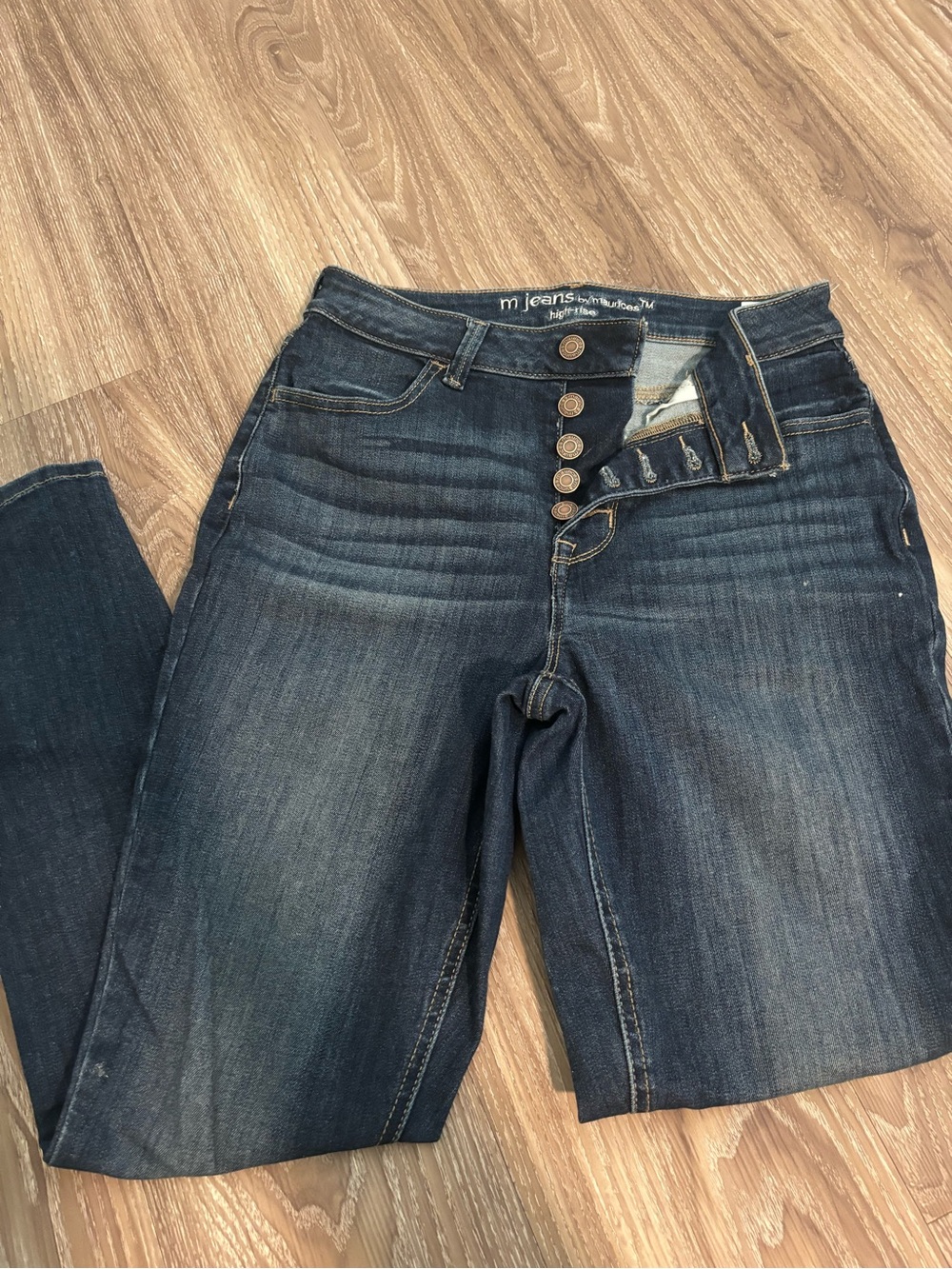 Maurices Dark Blue High-Rise Button-Fly Jeans